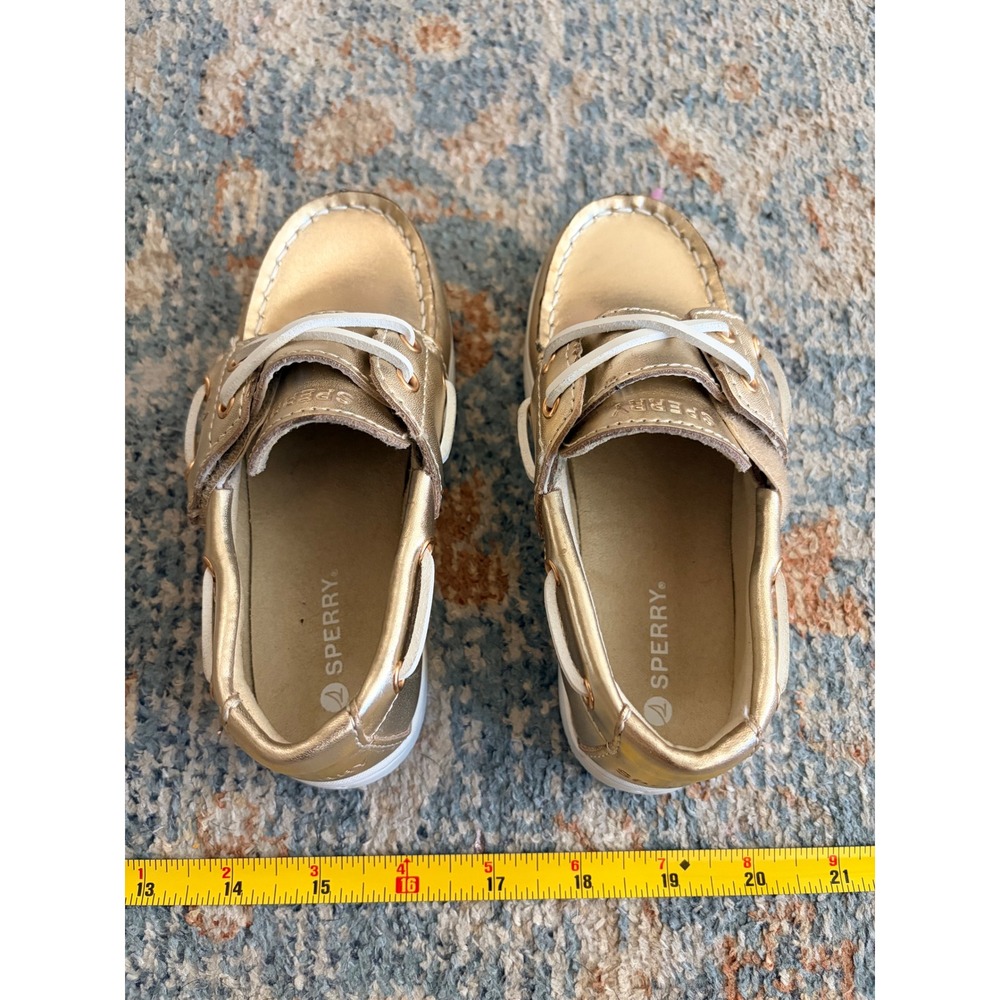 Sperry Kids Authentic Original 2-Eye Metallic Gold Champagne Boat Shoes Size 9 - Picture 6 of 10